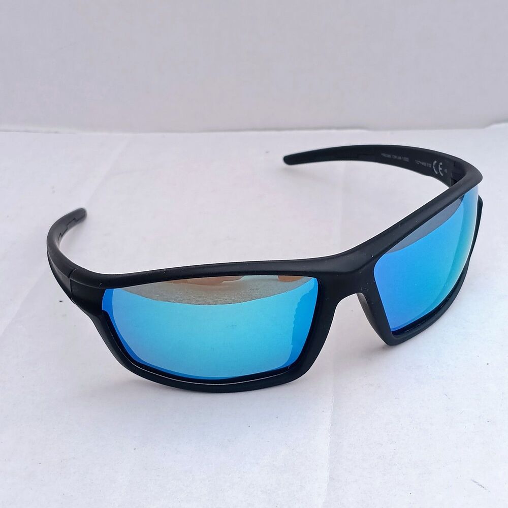 Tek Gear Rubberized Wrap Around Sunglasses-Polarized Blue Lens-Non SLip-UVA/B